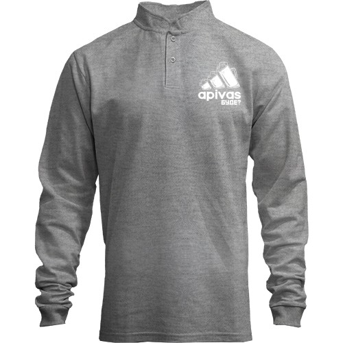Мужской лонгслив поло со стойкой с тремя пивными бокалами в виде логотипа Adidas и голографической надписью «apivas буде?»