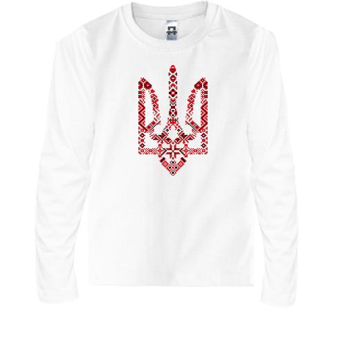 Дитяча футболка з довгим рукавом з гербом в українських орнаментах