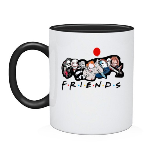 Чашка із персонажами хорорів та написом «FRIENDS»