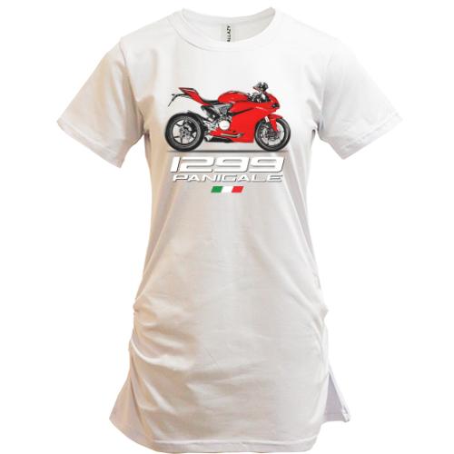 Подовжена футболка з мотоциклом 