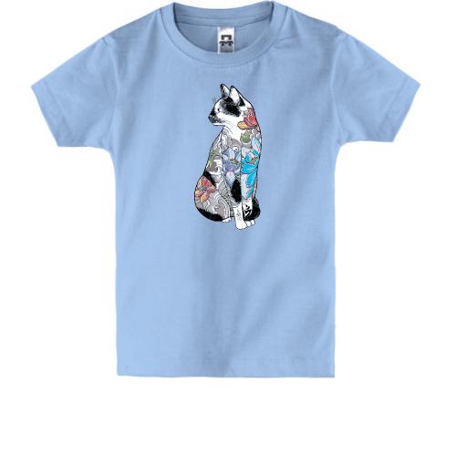 Детская футболка с разрисованным котом