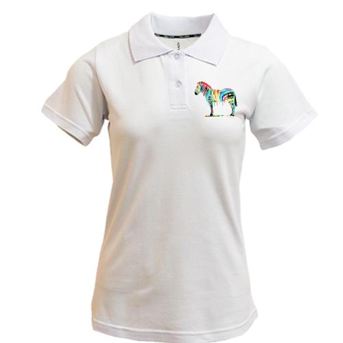 Жіноча футболка-поло з розфарбованою зеброю