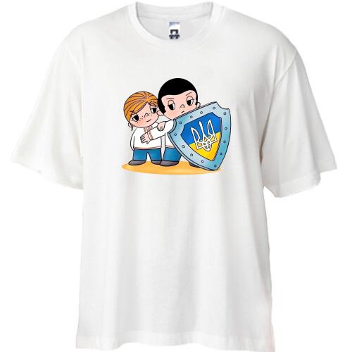 Футболка Oversize с защитником Украины в стиле Love is..