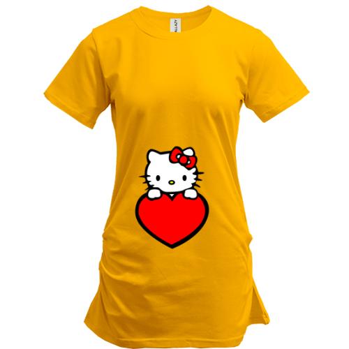 Подовжена футболка Kitty з серцем