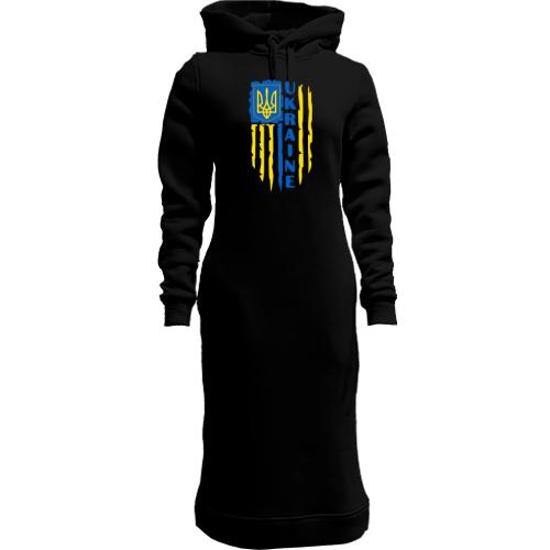 Женская толстовка-платье со стилизованным флагом Украины