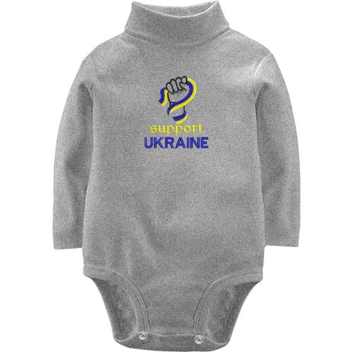 Дитячий боді LSL з кулаком, синьо-жовтою стрічкою та написом «support UKRAINE»