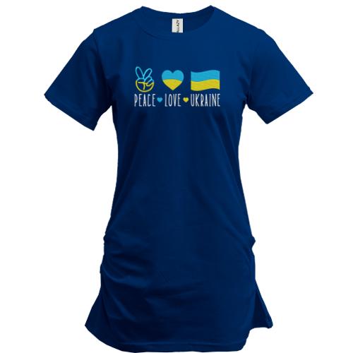Подовжена футболка Peace and love Ukraine