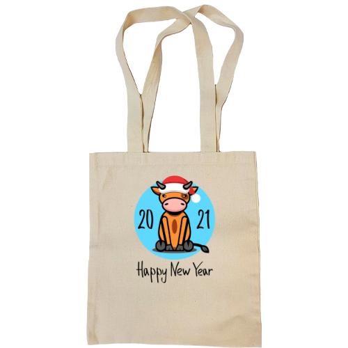 Сумка шоппер с бычком Happy New Year