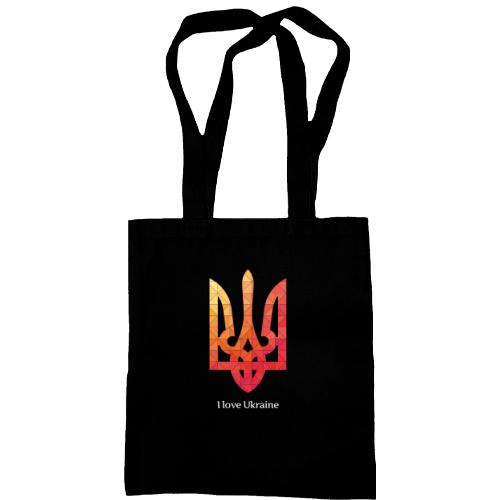 Сумка шоппер I love Ukraine с красным гербом