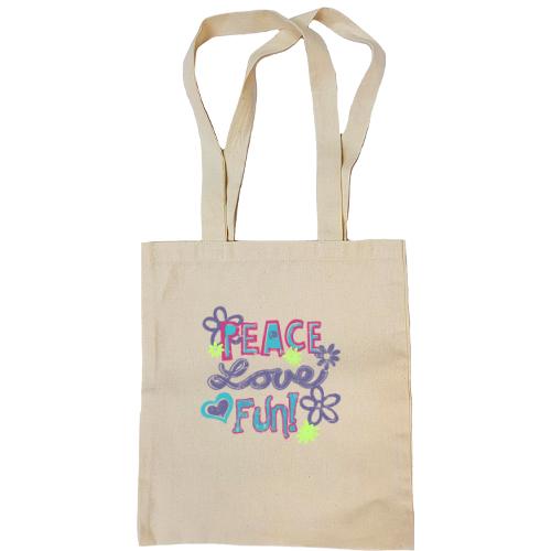 Сумка шопер Peace, love, fun
