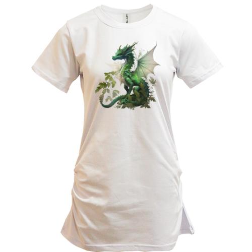 Подовжена футболка Зелений дракоша