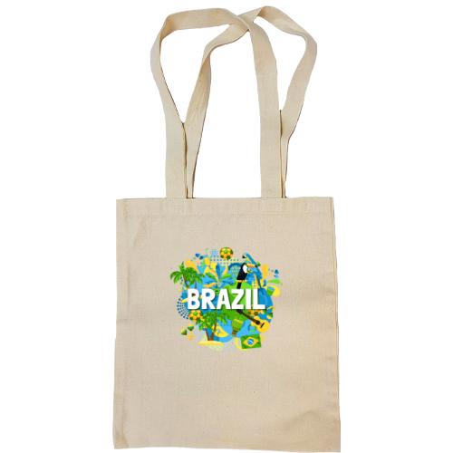 Сумка шоппер с бразильским колоритом и надписью 