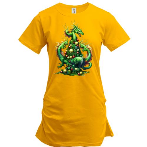 Подовжена футболка Ялинка з драконів (2)