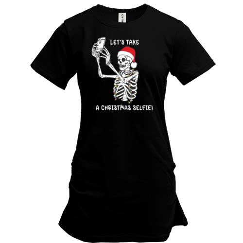 Подовжена футболка зі скелетом 