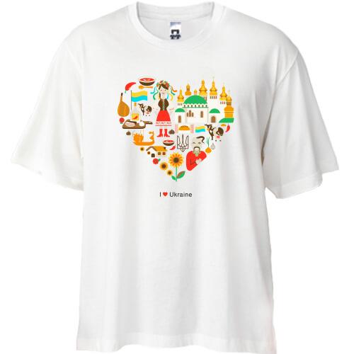 Футболка Oversize I love Ukraine (арт сердце)
