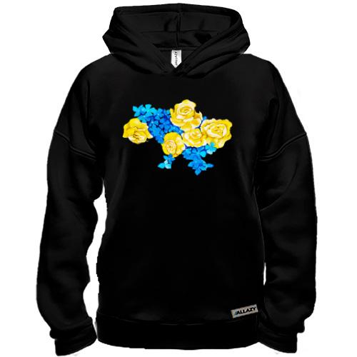 Худи BASE Карта Украины из акварельных цветов