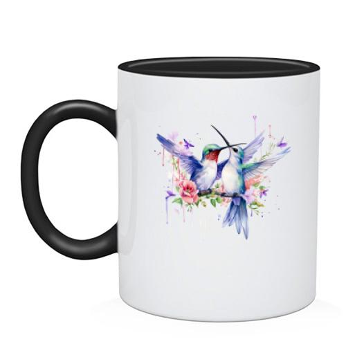 Чашка с парой колибри