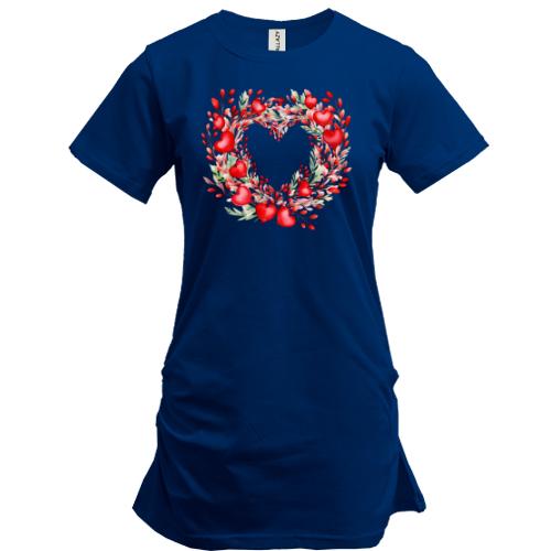 Подовжена футболка Серце квітковий вінок (3)