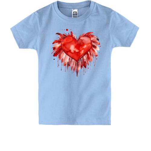 Детская футболка Сердце с перьями