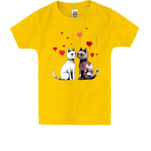 Детская футболка с влюбленными котиками (2)