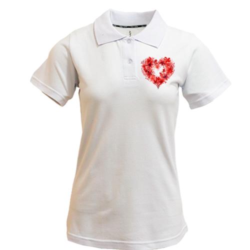 Жіноча футболка-поло Серце квітковий вінок
