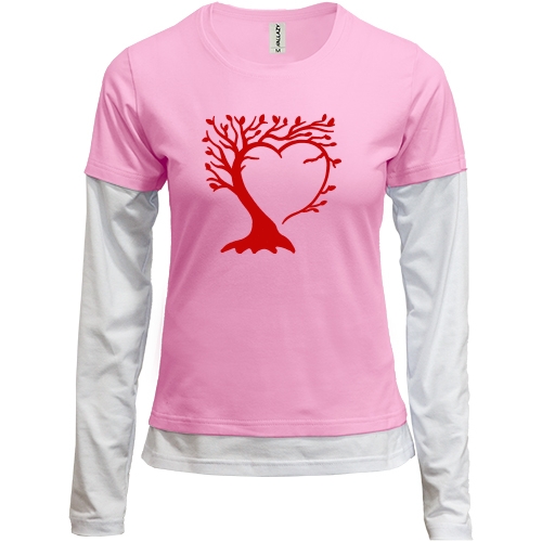 Жіночий лонгслів Комбі з деревом у вигляді серця