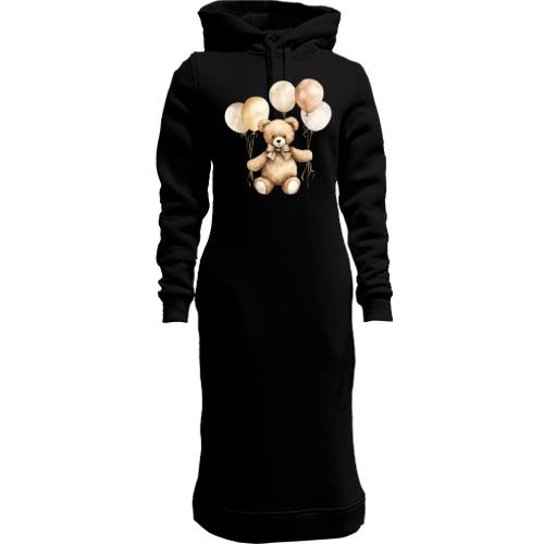 Женская толстовка-платье Мишка Тедди с шарами