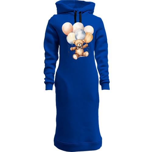 Женская толстовка-платье Мишка Тедди с надувными шарами