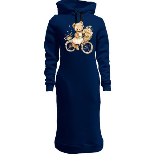 Жіноча толстовка-плаття Плюшевий ведмедик на велосипеді (2)