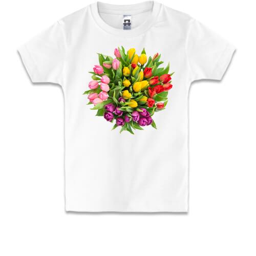Детская футболка с букетом тюльпанов
