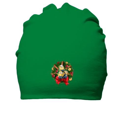 Хлопковая шапка с Новогодними Миньонами
