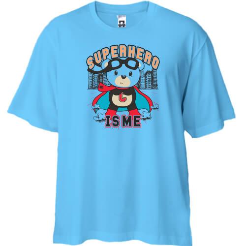 Футболка Oversize с мишкой супергероем