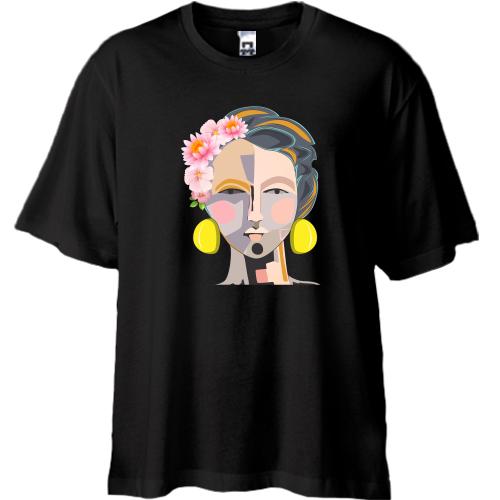 Футболка Oversize Woman with pop art portrait