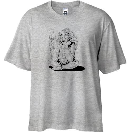 Футболка Oversize Girl sketch