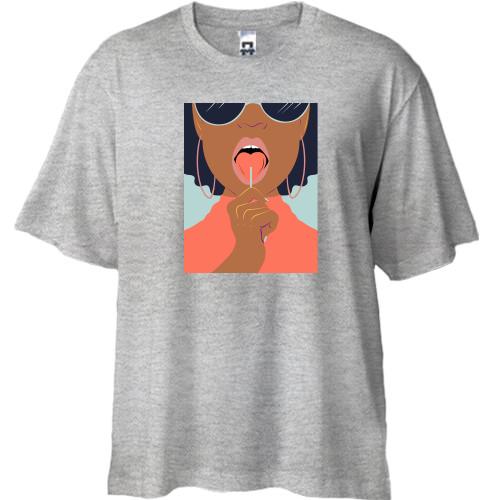 Футболка Oversize Girl with chupa-chups art