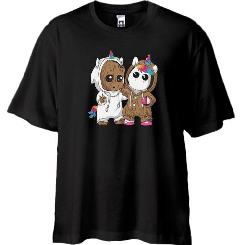 Футболка Oversize Baby groot and unicorn