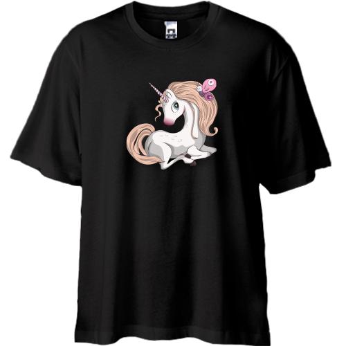 Футболка Oversize Baby unicorn with butterfly