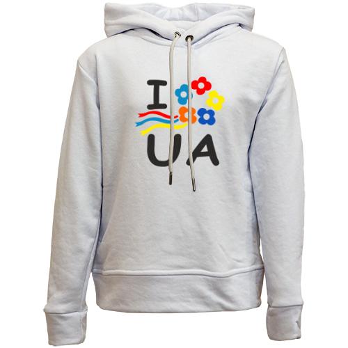 Детский худи без флиса I love Ukraine с венком