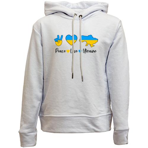 Дитячій худі без флісу Peace Love Ukraine