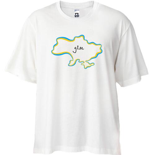 Футболка Oversize с картой Украины - Дом