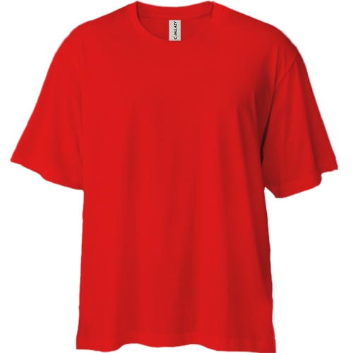 Красная футболка двунитка Oversize 