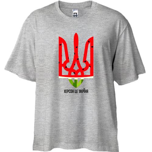 Футболка Oversize с тризубом-арбузом 