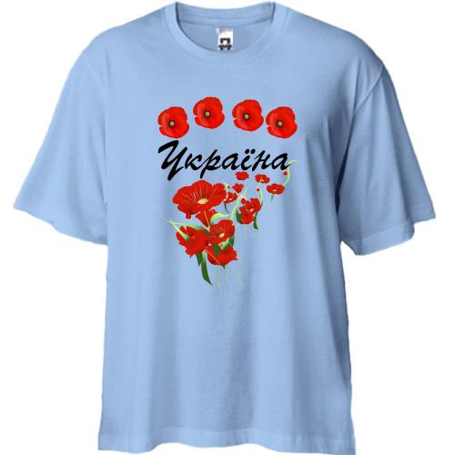Футболка Oversize з маками 