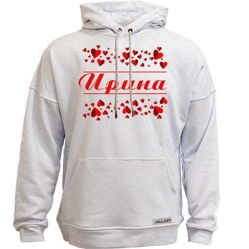 Худи без начеса с сердечками и именем 