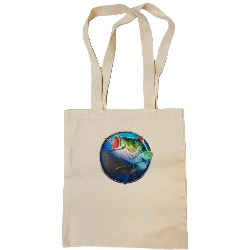 Сумка шоппер с рыбой на крючке