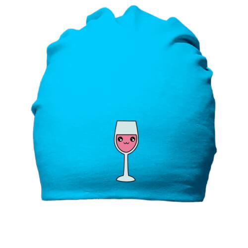 Хлопковая шапка с бокалом вина