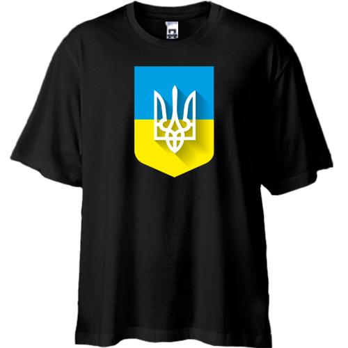 Футболка Oversize з Тризубом на фоні українського прапора