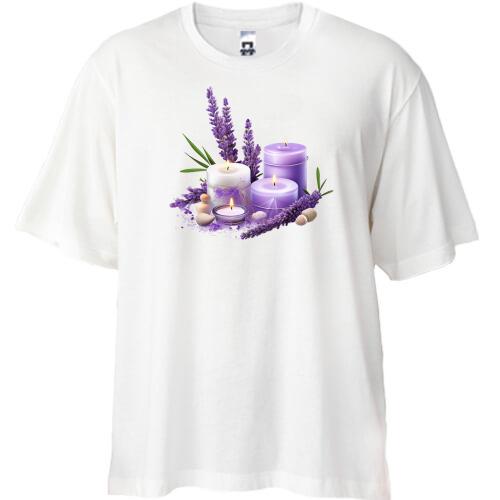 Футболка Oversize Лаванда зі свічками