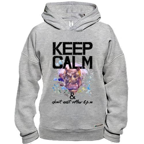 Худі BASE з бегемотом Keep calm & dont eat after 6 pm