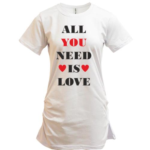 Подовжена футболка All you need is love (2)